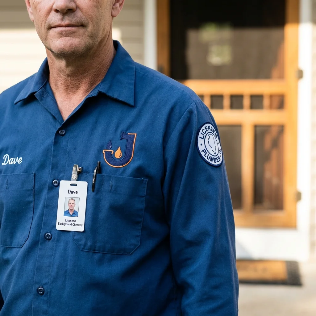 Licensed plumber showing ID badge in Elizabethtown, KY